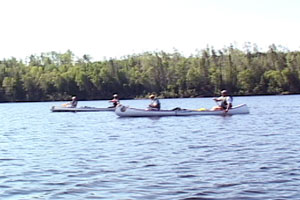 Meeting paddlers on Knife Lake